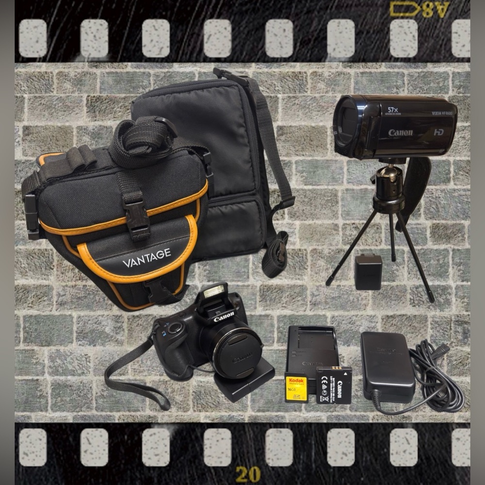 Bundle - Canon HD Camcorder and Digital Camera Combo w/ (2) Carrying Cases